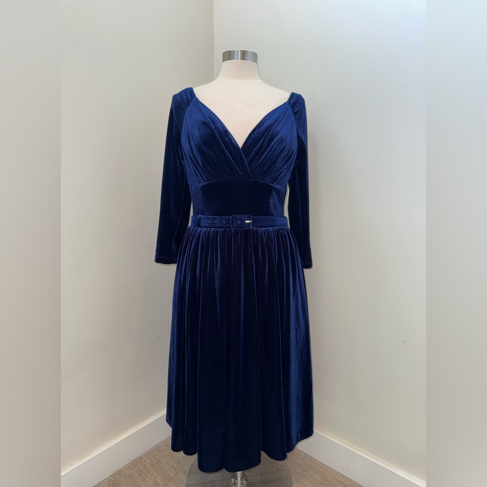 VIXEN STARLET SWING DRESS IN NAVY by Micheline Pitt XL - Picture 2 of 8